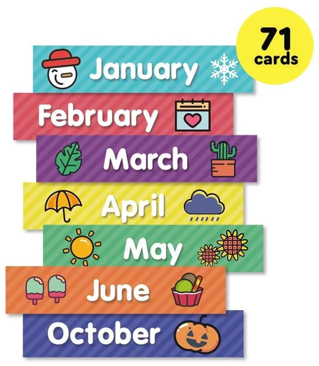 Alt view image 4 of 6 - Classroom Monthly Calendar Pocket Chart with 71 Cards for Kids Learning for Home,White