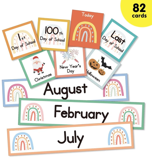 Alt view image 3 of 7 - Rainbow Colorful Calendar Pocket Chart for Kids,Preschool Kindergarten Classroom Elementary Must Haves,Classroom Decorations Decor,Homeschool Teacher Supplies,Back to School Supplies