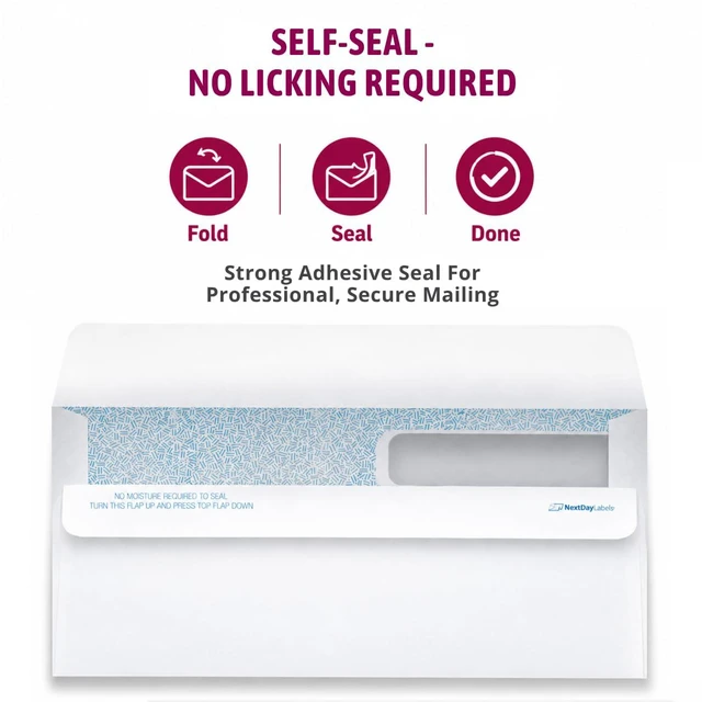 Alt view image 7 of 7 - #9 Double Window Check Envelopes, Made in USA, 500 Pack Ready-Seal Security Tinted Envelopes for QuickBooks, Sage 100, Blackbaud Checks, Self-Sealing Laser-Compatible, Quicken