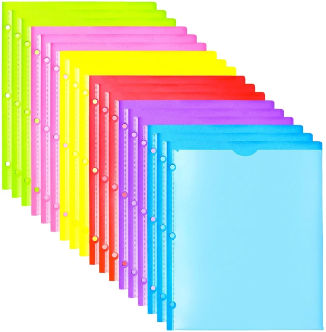 Main image of Heavy Duty Plastic Folders with Clear Front Pockets - 18 Pack, Extra Thick Folders with Pockets and Holes for Binders, with Card Slot for Letter Size Paper Assorted Colors