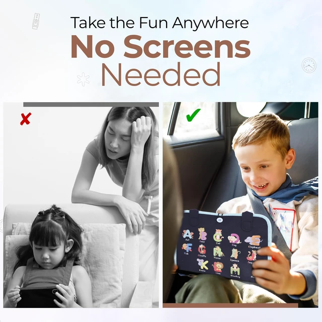 Alt view image 6 of 7 - Busy Book for Toddlers, Montessori Felt Quiet Book Travel. Ages 3+ Soft felted wool, securely stitched with no loose pieces. Buttons, zippers and abacus build fine motor skills