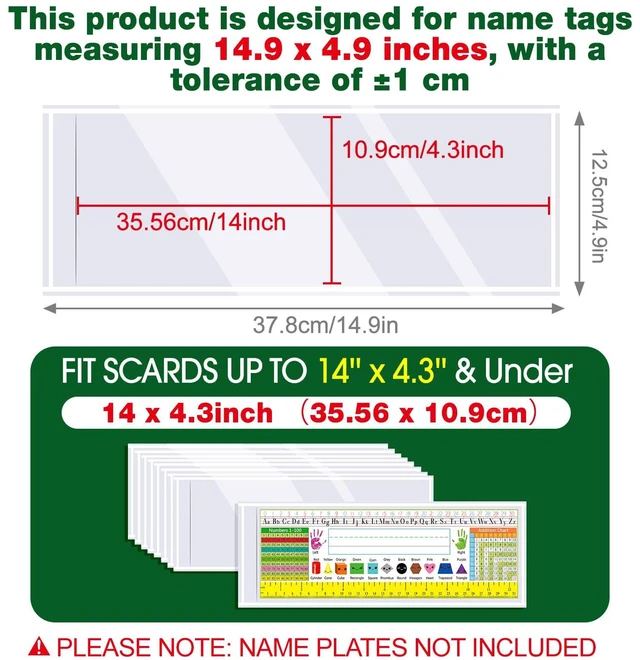 Alt view image 2 of 7 - 40 PCS Nameplate Pocket - 14.9" x 4.9" Self Adhesive Desk Nameplates Name Tag- Pocket, No Residue Clear Plastic View Name Tag- Sleeves for Classroom Desk, Office Supplies
