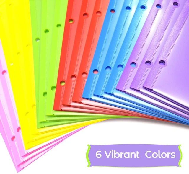 Alt view image 5 of 6 - Heavy Duty Plastic Folders with Clear Front Pockets - 18 Pack, Extra Thick Folders with Pockets and Holes for Binders, with Card Slot for Letter Size Paper Assorted Colors