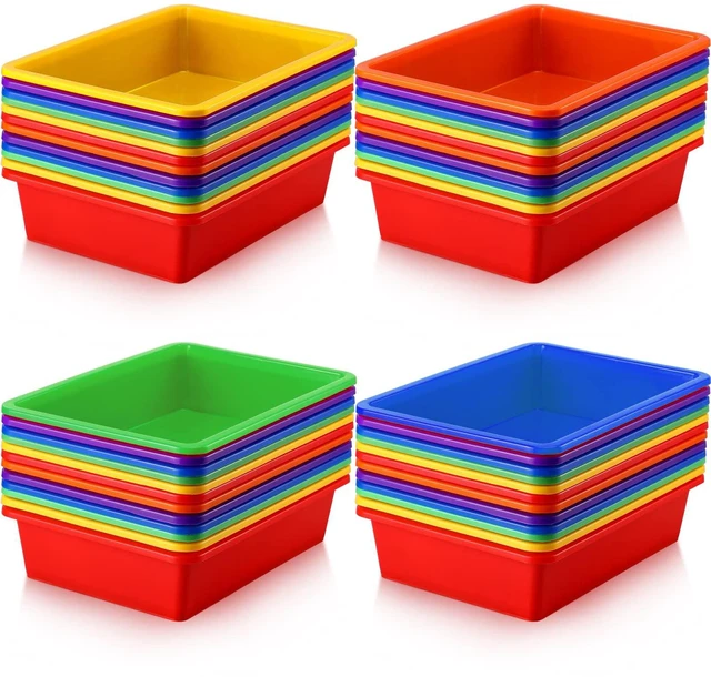 Main image of 48 Pcs Classroom Paper Tray, Stackable Letter Size Bin, Multicolor Stackable Plastic Trays, Letter Size, for Turn-in Papers, Teacher Desks, Classroom Files and Office Supplies
