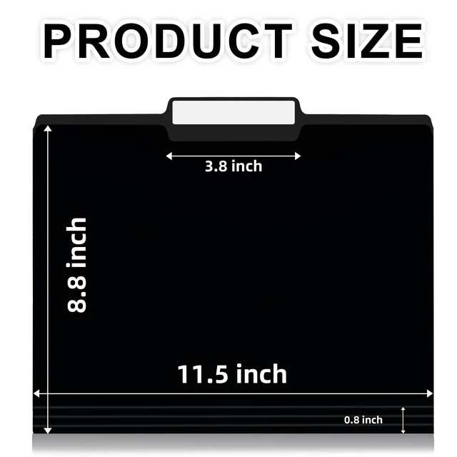Alt view image 2 of 7 - 100 Packs Black File Folder,Manilla File Folders Letter Size,1/3-Cut Tabs,8.5x11 File Folders for Office Filing,School Projects and Home,Organizer File Folder