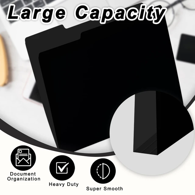 Alt view image 6 of 7 - 100 Packs Black File Folder,Manilla File Folders Letter Size,1/3-Cut Tabs,8.5x11 File Folders for Office Filing,School Projects and Home,Organizer File Folder