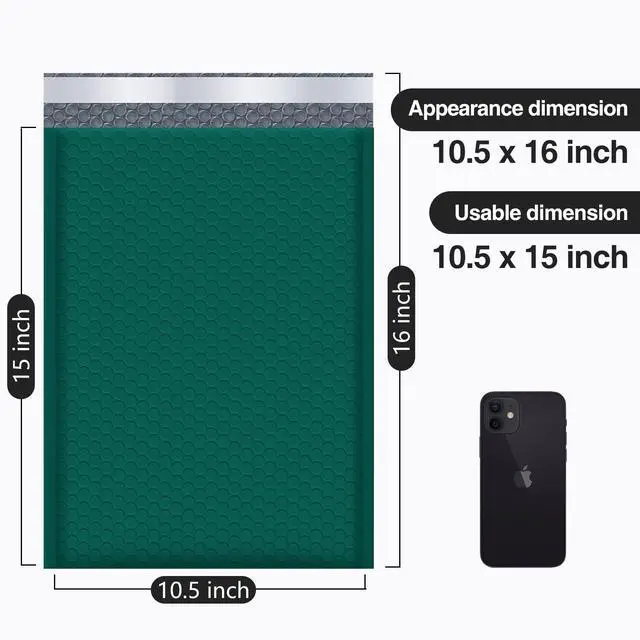 Alt view image 2 of 7 - Bubble Mailers 10.5x16 Inch Green 25 Pack Poly Padded Envelopes Large #5 Mailing Packages Opaque Packaging Postal Self Seal Adhesive Waterproof Boutique Shipping Bags