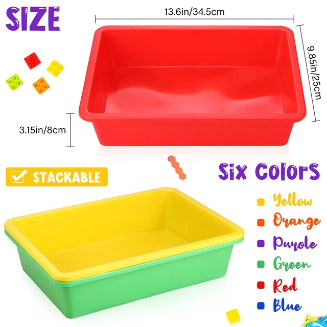 Alt view image 3 of 7 - 48 Pcs Classroom Paper Tray, Stackable Letter Size Bin, Multicolor Stackable Plastic Trays, Letter Size, for Turn-in Papers, Teacher Desks, Classroom Files and Office Supplies