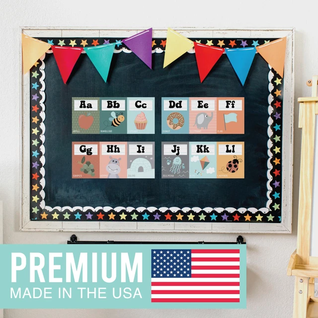 Alt view image 5 of 7 - Alphabet for Classroom Wall Decor -Alphabet Poster & Letters ABC Letters and Number Card for Preschool & Kindergarten Retro Classroom Decorations, Homeschool Decor and Daycare Essentials