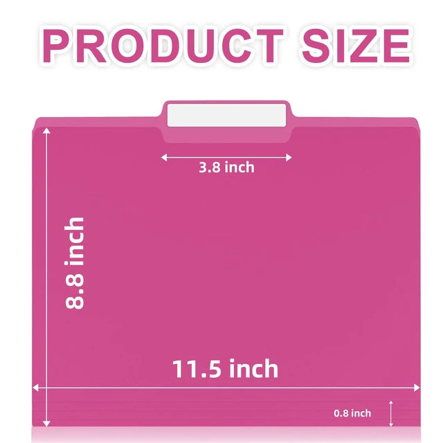 Alt view image 2 of 7 - 100 Packs Pink File Folder,1/3-Cut Tabs,Manilla File Folders Letter Size,8.5x11 Heavy Duty Paper File Folders for Office Filing,School Projects and Home,Organizer Documents