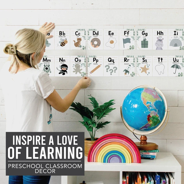 Alt view image 6 of 7 - Alphabet for Classroom Wall Decor -Alphabet Poster & Letters ABC Letters and Number for Preschool & Kindergarten Greenery Classroom Decorations, Homeschool Decor and Daycare Essentials
