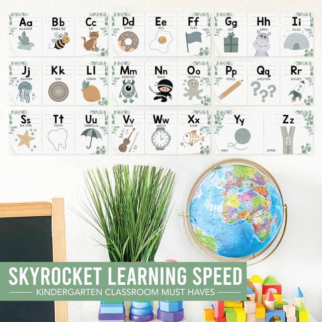 Alt view image 3 of 7 - Alphabet for Classroom Wall Decor -Alphabet Poster & Letters ABC Letters and Number for Preschool & Kindergarten Greenery Classroom Decorations, Homeschool Decor and Daycare Essentials