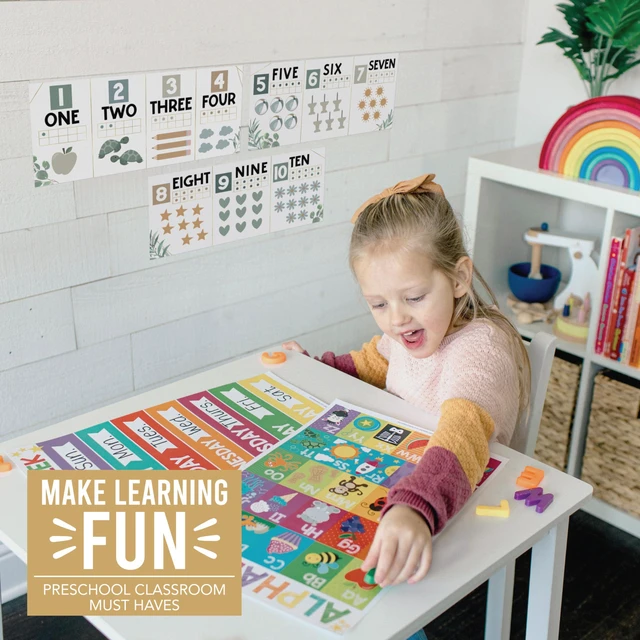 Alt view image 2 of 7 - Alphabet for Classroom Wall Decor -Alphabet Poster & Letters ABC Letters and Number for Preschool & Kindergarten Greenery Classroom Decorations, Homeschool Decor and Daycare Essentials