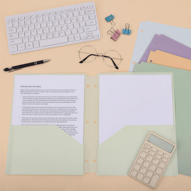 Alt view image 6 of 7 - 24pcs 3 Hole Punch Folders with 2 Pockets, Plastic File Folders for 3 Ring Binder, with Pocket and 2 Card Slots, Heavy Duty Poly Folders for School Office Supplies
