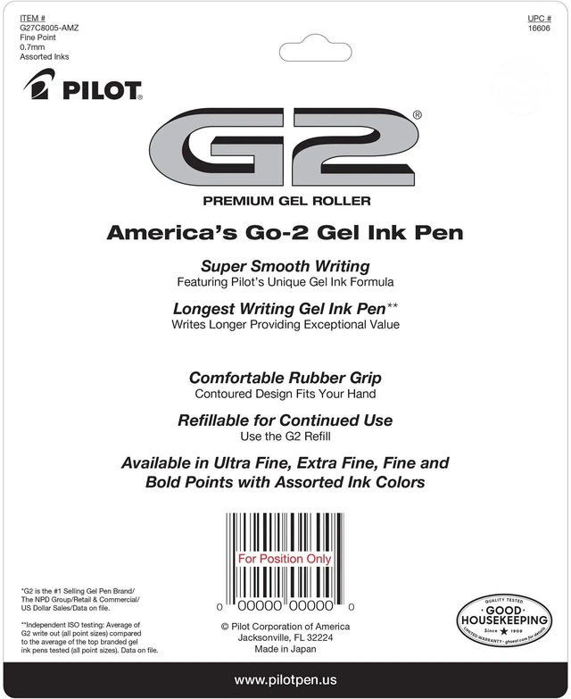 Alt view image 2 of 7 - G2 Pens, Premium Gel Ink Pens Fine Point (0.7mm), 8 Colors, 8 Count