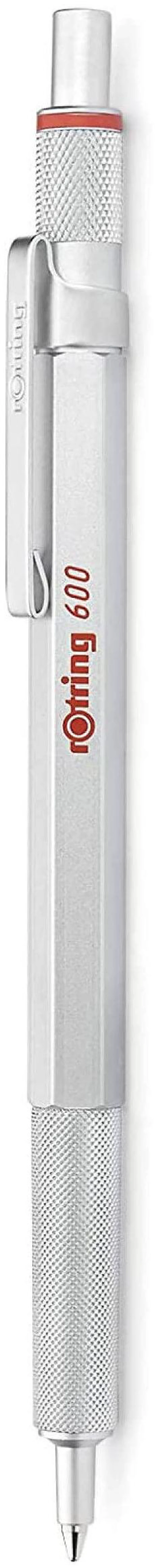 Main image of 600 Ballpoint Pen, Medium Point, Black Ink, Silver Metal Barrel, Refillable, 1 Count