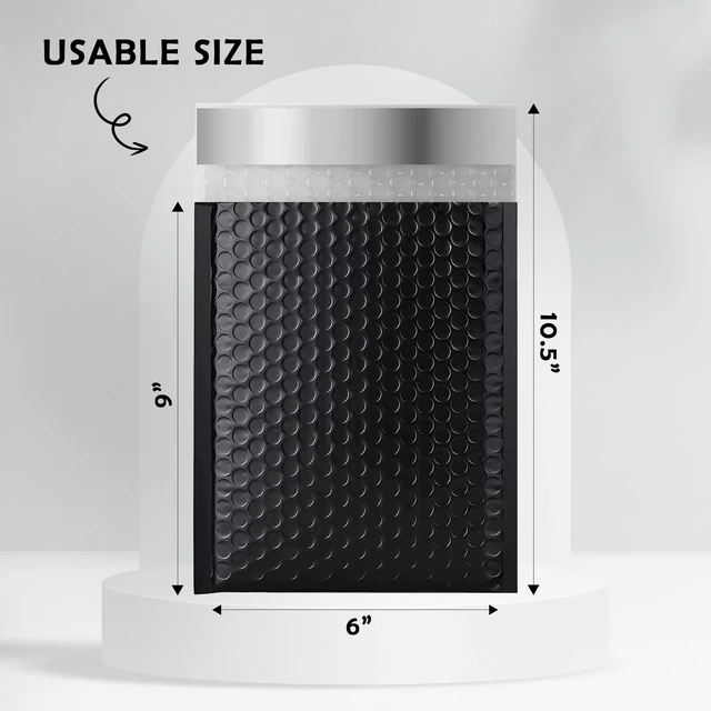 Alt view image 2 of 4 - Black Poly Bubble Mailers 6x10 100 Pack Usable 6x9 Waterproof Self Seal Adhesive Shipping Bags, Cushioning Padded Envelopes for Shipping, Mailing, Packaging