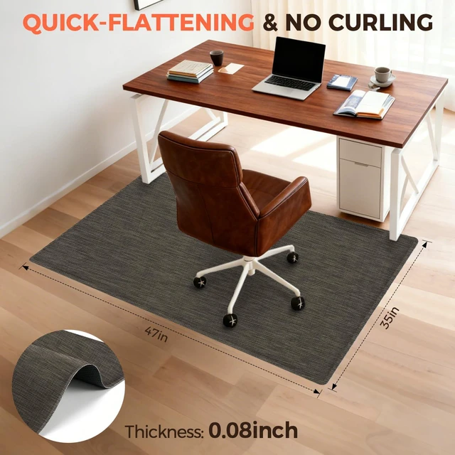 Alt view image 4 of 7 - Office Chair Mat for Hardwood Floor, 35"x47" Heavy Duty Computer Chair Mat - Fast Flat & Smooth Glide - Non-Slip Desk Chair Floor Protector for Home Office - Dark Brown