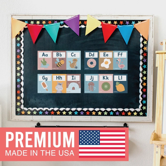Alt view image 5 of 7 - Alphabet for Classroom Wall Decor -Alphabet Poster & Letters ABC Letters and Number Card for Preschool & Kindergarten Retro Classroom Decorations, Homeschool Decor and Daycare Essentials