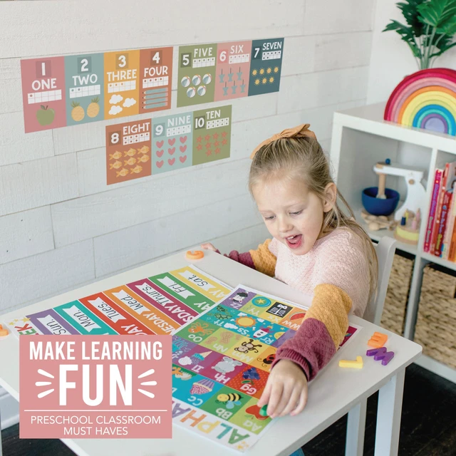Alt view image 2 of 7 - Alphabet for Classroom Wall Decor -Alphabet Poster & Letters ABC Letters and Number Card for Preschool & Kindergarten Boho Classroom Decoration, Homeschool Decor and Daycare Essentials