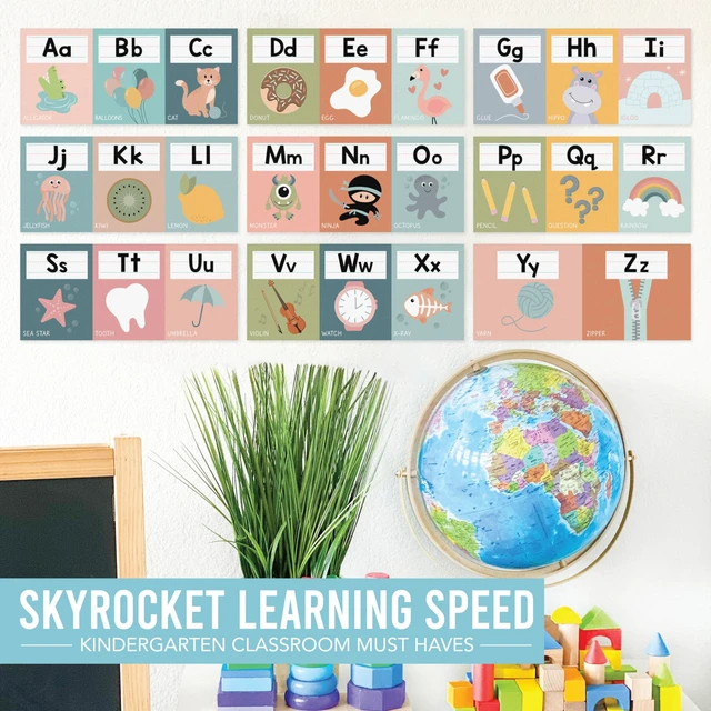 Alt view image 3 of 7 - Alphabet for Classroom Wall Decor -Alphabet Poster & Letters ABC Letters and Number Card for Preschool & Kindergarten Boho Classroom Decoration, Homeschool Decor and Daycare Essentials
