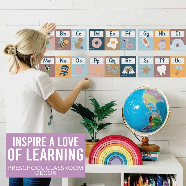 Alt view image 6 of 7 - Alphabet for Classroom Wall Decor -Alphabet Poster & Letters ABC Letters and Number Card for Preschool & Kindergarten Retro Classroom Decorations, Homeschool Decor and Daycare Essentials