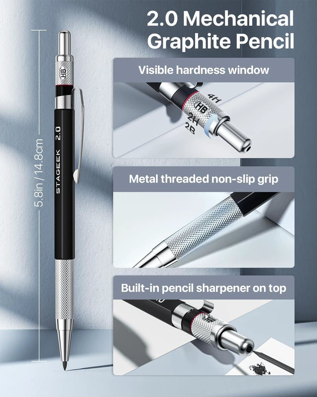 Alt view image 4 of 7 - 30PCS Mechanical Pencil Set with Leather Bag, 0.5, 0.7, 0.9 2mm Drawing Pencils with 464PCS Lead Refills (6B 4B 2B HB 2H 4H Color), Erasers, Sharpeners, Artist Pencil for Sketching Drafting