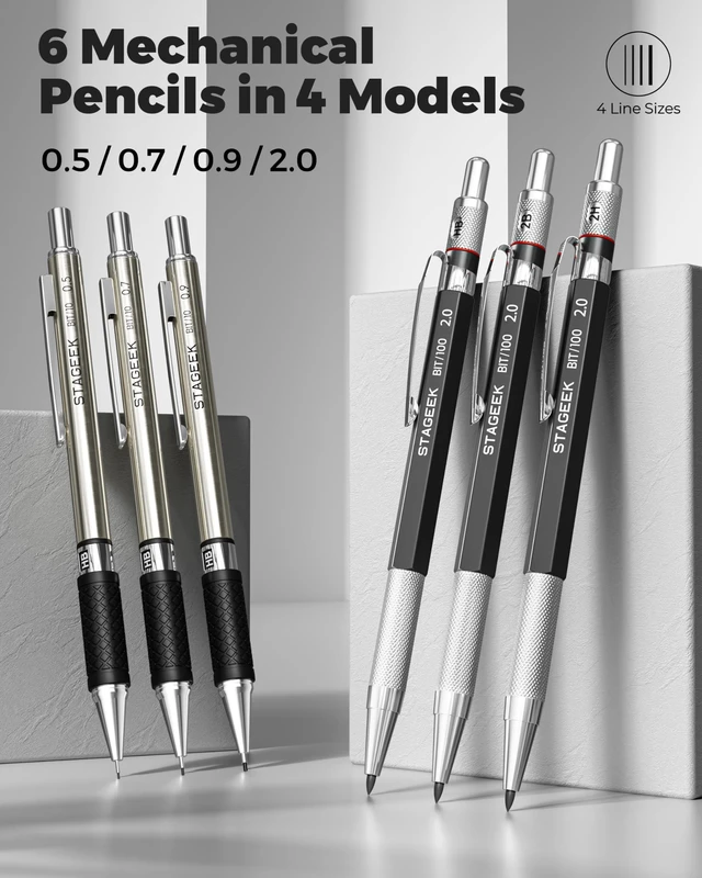 Alt view image 2 of 7 - 30PCS Mechanical Pencil Set with Leather Bag, 0.5, 0.7, 0.9 2mm Drawing Pencils with 464PCS Lead Refills (6B 4B 2B HB 2H 4H Color), Erasers, Sharpeners, Artist Pencil for Sketching Drafting