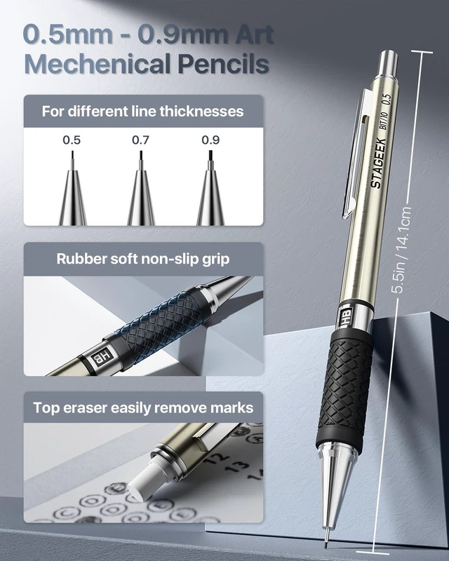 Alt view image 3 of 7 - 30PCS Mechanical Pencil Set with Leather Bag, 0.5, 0.7, 0.9 2mm Drawing Pencils with 464PCS Lead Refills (6B 4B 2B HB 2H 4H Color), Erasers, Sharpeners, Artist Pencil for Sketching Drafting
