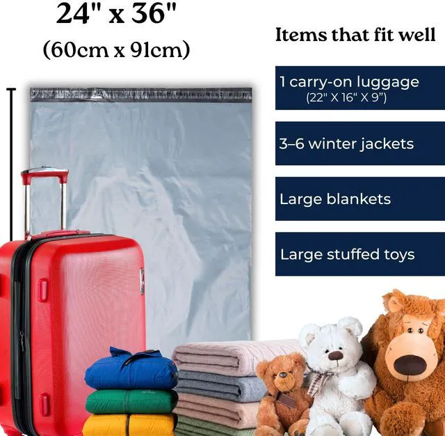 Alt view image 2 of 7 - Large Poly Mailers | 24 x 36 | Poly Mailers Shipping Bags for Packaging 25 Large Mailing Bags for Shipping Clothes, Shoes or Posting Packages. Self Adhesive Strong Seal, Waterproof and Tamperproof