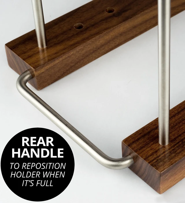 Alt view image 7 of 7 - Vinyl Record Storage Holder, 75 LPs, Solid Walnut & Steel Adjustable Dividers, Gift-Boxed, Stable Record Storage