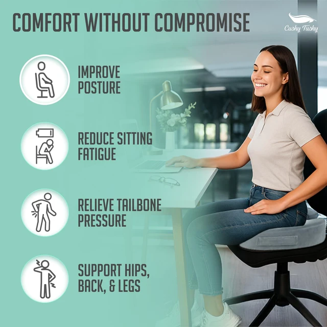 Alt view image 4 of 7 - Premium Foldable Piriformis Seat Cushion - Piriformis Pain and Sciatic Pain Relief Cushion - for Home & Office Use, Perfect for Travel or Driving