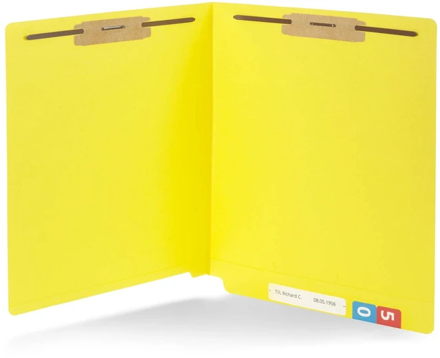 Main image of 50 Yellow End Tab Fastener File Folders, Letter Size Durable 11pt Yellow Paper, Straight Cut End Tabs, 2 Prong Fasteners, Medical Files, Receipts, Office Reports