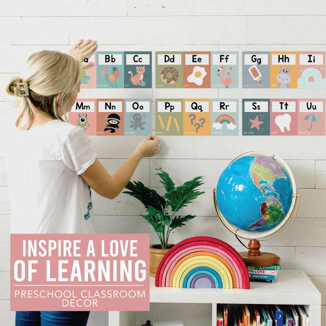 Alt view image 6 of 7 - Alphabet for Classroom Wall Decor -Alphabet Poster & Letters ABC Letters and Number Card for Preschool & Kindergarten Boho Classroom Decoration, Homeschool Decor and Daycare Essentials