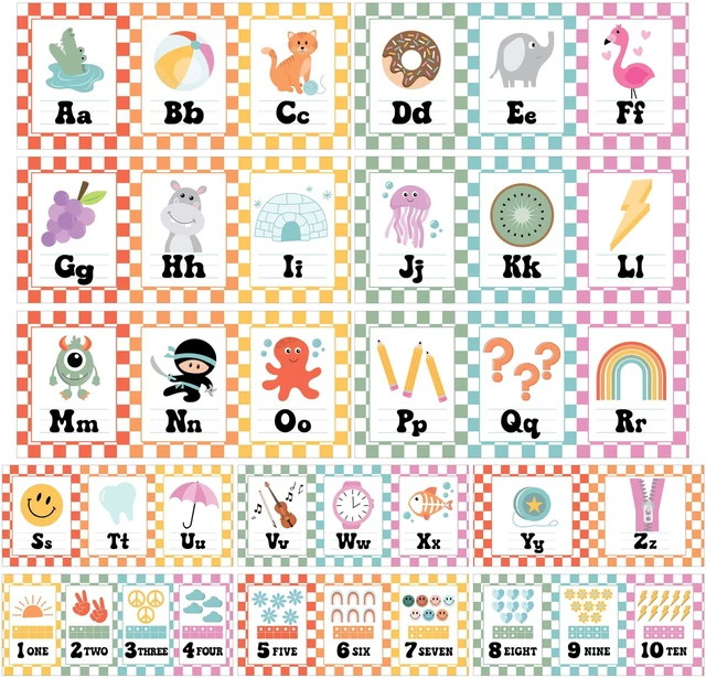Main image of Alphabet for Classroom Wall Decor -Alphabet Poster & Letters ABC Letters and Number Card for Preschool & Kindergarten Retro Classroom Decorations, Homeschool Decor and Daycare Essentials