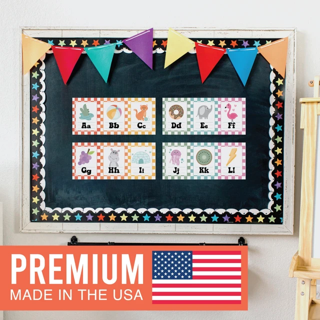 Alt view image 5 of 7 - Alphabet for Classroom Wall Decor -Alphabet Poster & Letters ABC Letters and Number Card for Preschool & Kindergarten Retro Classroom Decorations, Homeschool Decor and Daycare Essentials