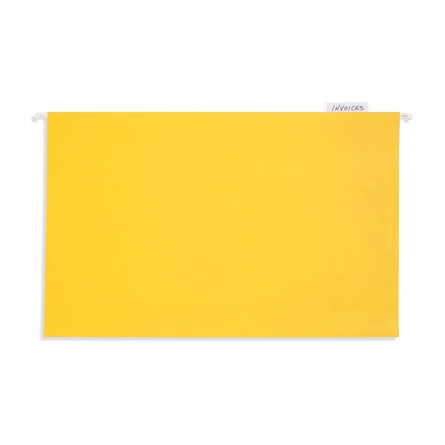 Alt view image 6 of 7 - 25 Hanging File Folders, Legal Size, Yellow Reinforced 11pt, 1/5 Cut Tabs, Plastic Tabs and Inserts Included, for Filing Cabinet, Home, and Office Use