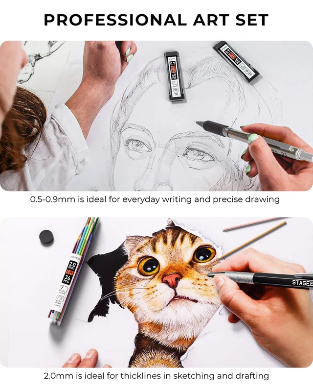 Alt view image 7 of 7 - 30PCS Mechanical Pencil Set with Leather Bag, 0.5, 0.7, 0.9 2mm Drawing Pencils with 464PCS Lead Refills (6B 4B 2B HB 2H 4H Color), Erasers, Sharpeners, Artist Pencil for Sketching Drafting