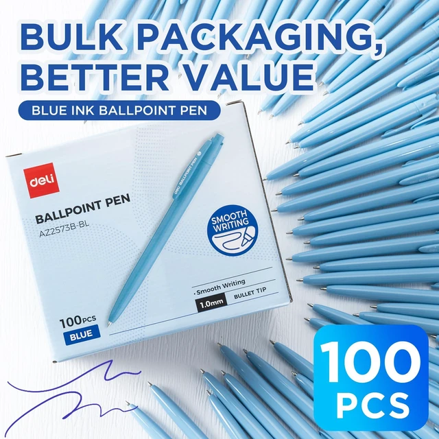 Alt view image 2 of 7 - Pens Bulk, 100 Pack Pens Ballpoint, 1.0MM Blue Ink Pens Retractable,Smooth Writing, No Bleed, Comfortable Grip for Home,Office & School Use