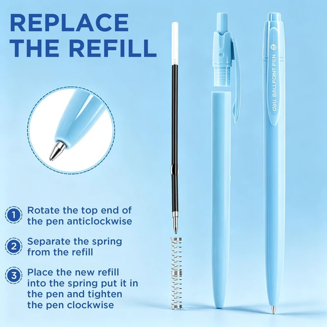 Alt view image 4 of 7 - Pens Bulk, 50 Pack Pens Ballpoint, 1.0MM Blue Ink Pens Retractable,Smooth Writing, No Bleed, Comfortable Grip for Home, Office & School Use