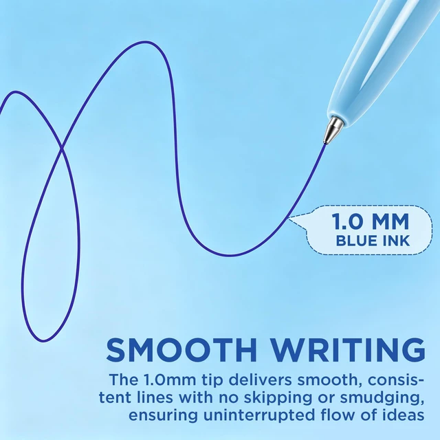 Alt view image 5 of 7 - Pens Bulk, 50 Pack Pens Ballpoint, 1.0MM Blue Ink Pens Retractable,Smooth Writing, No Bleed, Comfortable Grip for Home, Office & School Use