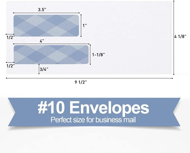 Alt view image 2 of 7 - 750 Pack #10 Double Window Self-Seal Envelopes, Security Tinted Size 4 1/8 X 9 1/2 Inch, For QuickBooks Invoices, Business Statements & Documents, 24 LB Paper