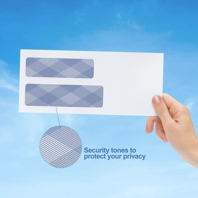 Alt view image 5 of 7 - 750 Pack #10 Double Window Self-Seal Envelopes, Security Tinted Size 4 1/8 X 9 1/2 Inch, For QuickBooks Invoices, Business Statements & Documents, 24 LB Paper