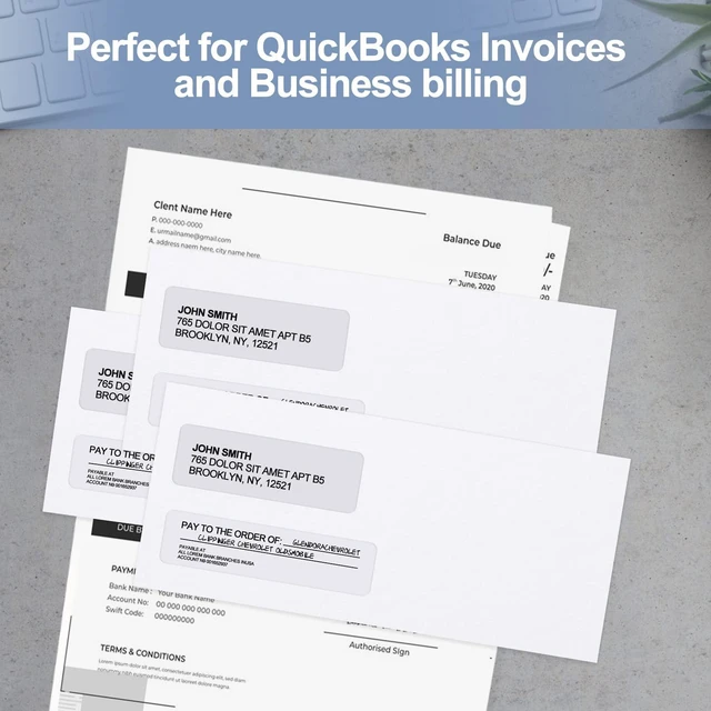 Alt view image 6 of 7 - 750 Pack #10 Double Window Self-Seal Envelopes, Security Tinted Size 4 1/8 X 9 1/2 Inch, For QuickBooks Invoices, Business Statements & Documents, 24 LB Paper