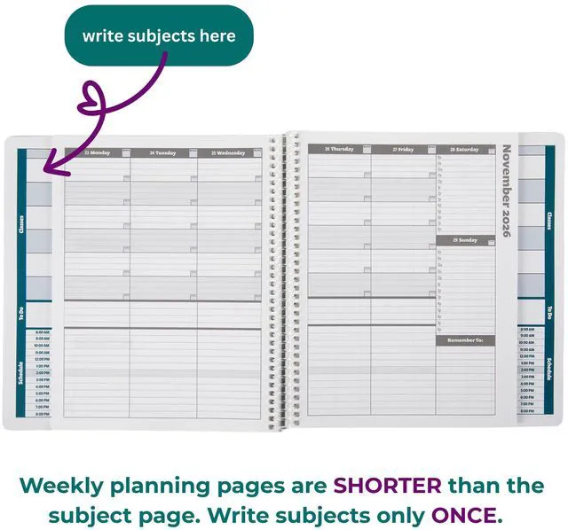 Alt view image 2 of 7 - Academic Planner 2026-2027 School Planner 8.5x8.25 Navy