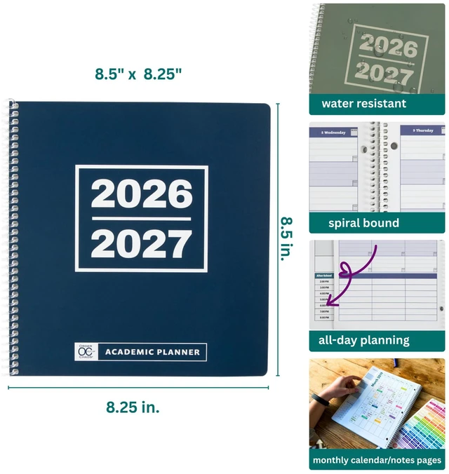 Alt view image 3 of 7 - Academic Planner 2026-2027 School Planner 8.5x8.25 Navy