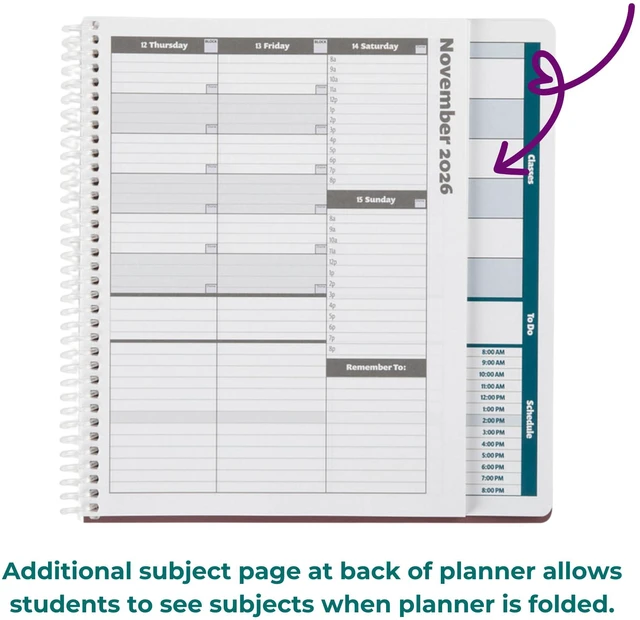 Alt view image 4 of 7 - Academic Planner 2026-2027 School Planner 8.5x8.25 Navy