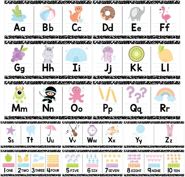 Main image of Alphabet for Classroom Wall Decor -Alphabet Poster & Letters ABC Letters and Number Card for Preschool & Kindergarten Pastel Classroom Decoration, Homeschool Decor and Daycare Essentials