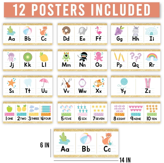 Alt view image 4 of 7 - Alphabet for Classroom Wall Decor -Alphabet Poster & Letters ABC Letters and Number for Preschool & Kindergarten Colorful Classroom Decorations, Homeschool Decor and Daycare Essentials