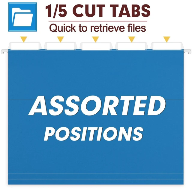 Alt view image 3 of 7 - Hanging File Folders, 30 Pack Reinforced Letter Size Hanging Folders, Designed for Bulky Files, Filing Cabinet, 1/5-Cut Adjustable Tabs (Lightblue)